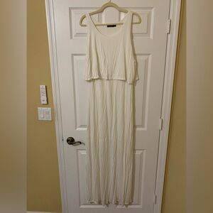 Boohoo White Layered Top Maxi Dress Sz 10 Summer Coastal Cowgirl Cottagecore‎